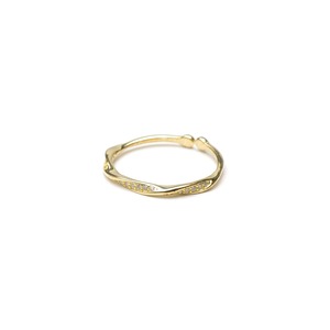 S925 CURVE PAZE ZIRCONIA RING GOLD