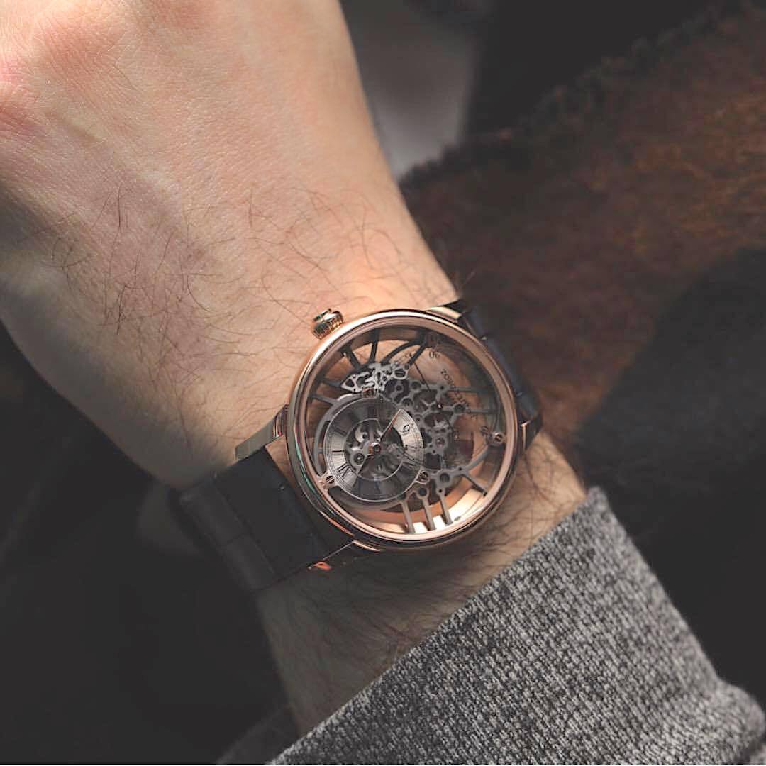 【JAQUET DROZ ジャケ・ドロー】GRANDE SECONDE SKELET-ONE RED GOLD　グラン・セコンド スケルトン（レッドゴールド）／国内正規品 腕時計