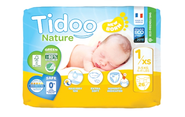 TIDOO [オーガニック]オムツ26枚パック 2-5kg 低刺激性