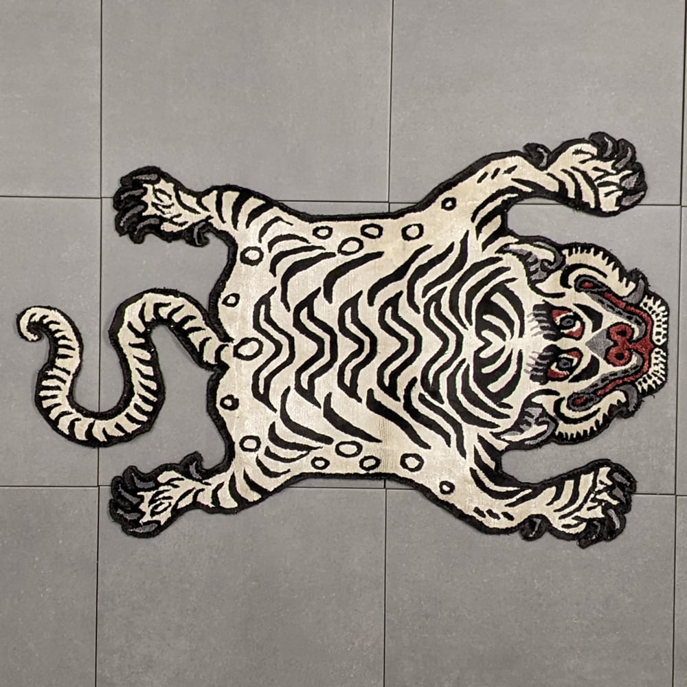 Tibetan Tiger Rug (Sサイズ シルク ナチュラルサンド 060) チベタン