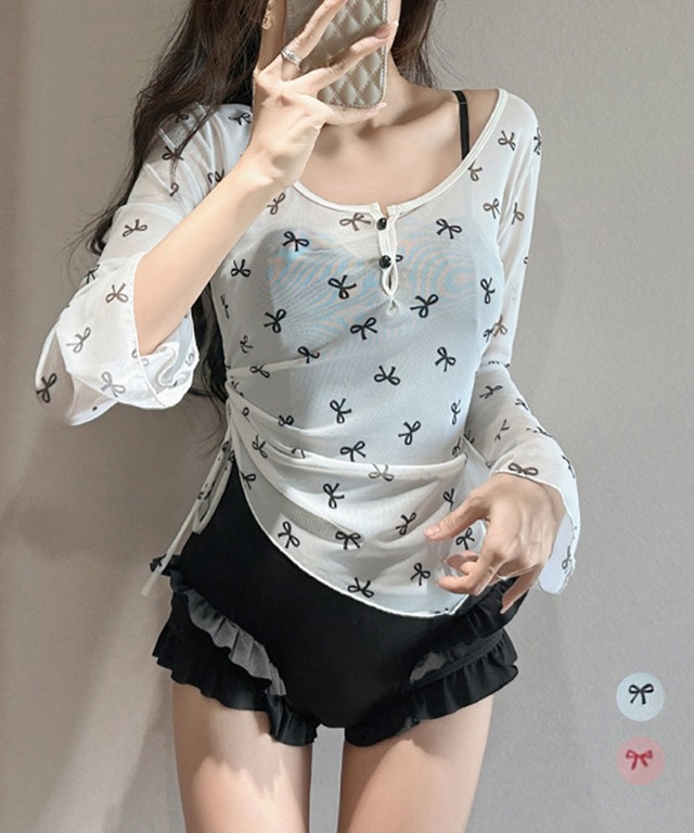 カバーアップトップス付きワンピース水着