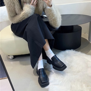 square toe platform loafers J00096