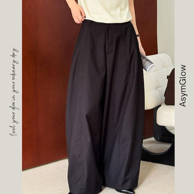 ハイウエストセンタープレスワイドレッグパンツ A00396