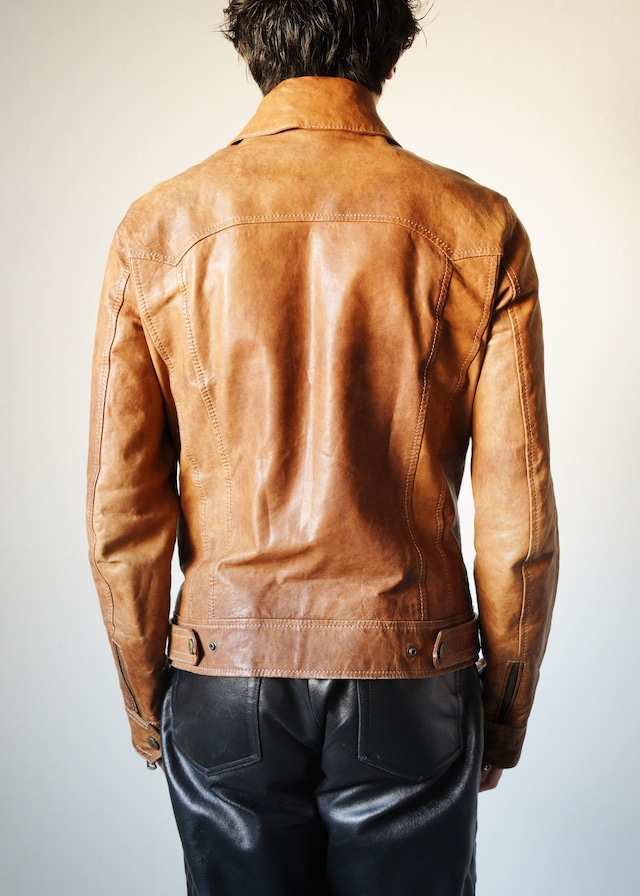 DOLCE&GABBANA lamb leather zip up jacket