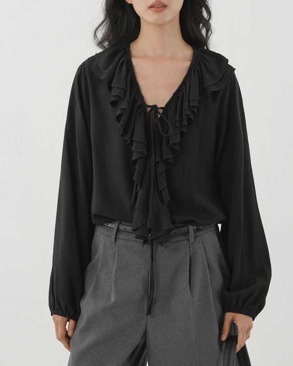 Frill collar long sleeve blouse TH3642