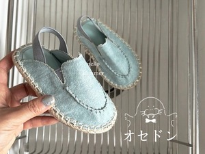 【NEKO】リネン風ステッチサンダル デニム 14〜20cm