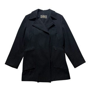 vintage FENDI side logo black wool coat