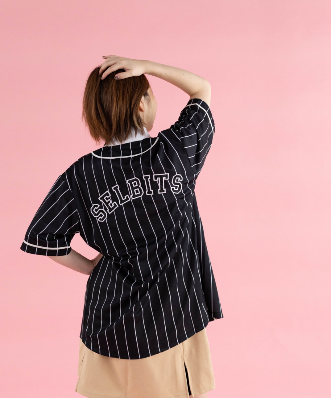 PINSTRIPE SWING SHIRT ”black”