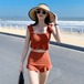 【送料無料】2色 ビキニ タンキニ レディース l 水着 フリル 大人可愛い ハイウエスト ハイライズ タンクトップ風 パフスリーブ ビスチェ 無地 ブラック 黒  レッド セパレート 上下セット ヘルシー カジュアル レトロ ガーリー 韓国 水着 お腹 お尻 カバー シンプル ストラップ 女の子 水着 海外 ビキニ おしゃれ 個性的 リゾート ビーチ 女っぽい 肌見せ 日焼け 女の子 水着 主役級 スイムウェア 美スタイル 海 プール リゾート 安い ラブリー キュート かわいい