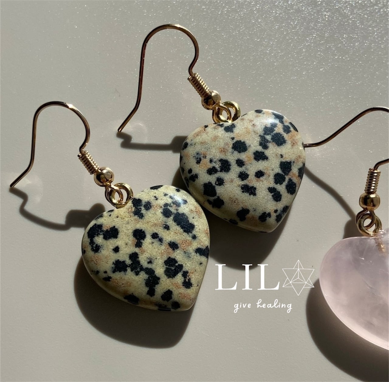 天然石ハート♡型ピアス・イヤリング♡4color／サージカルステンレス