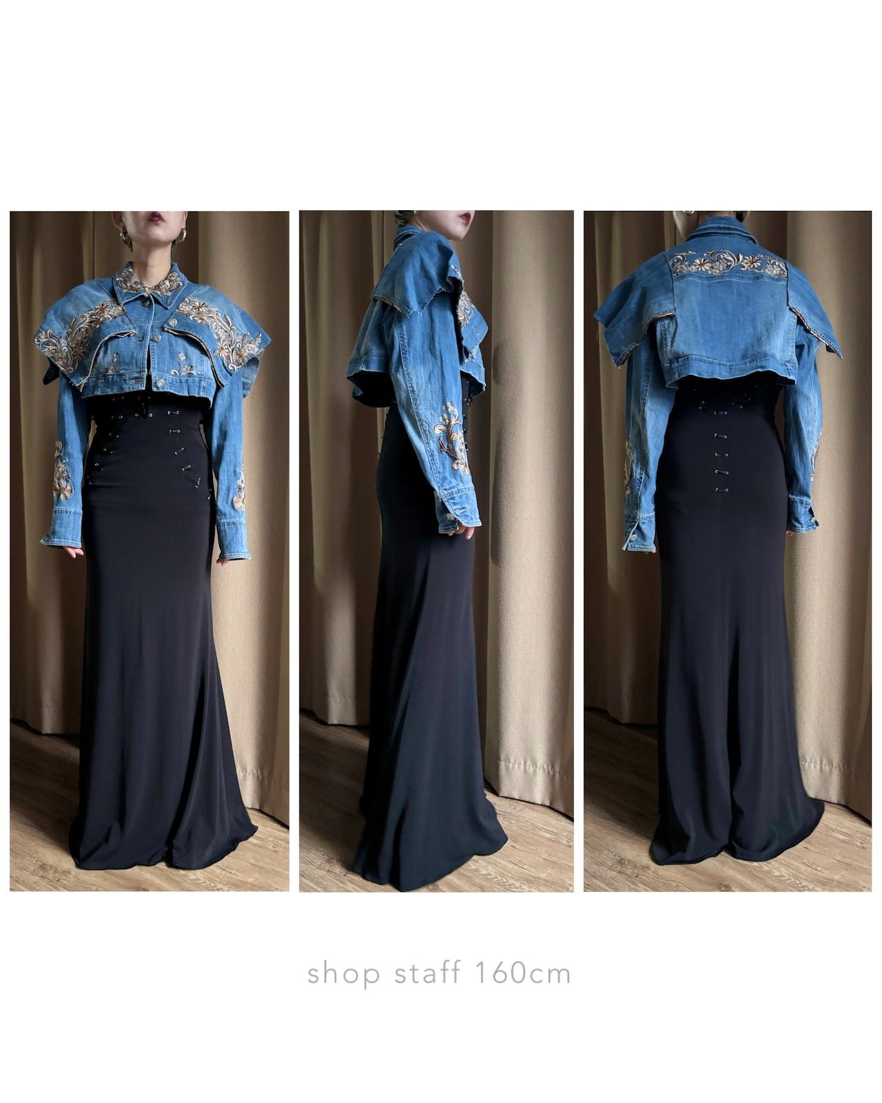 floral embroidery remake denim jacket-5075-11