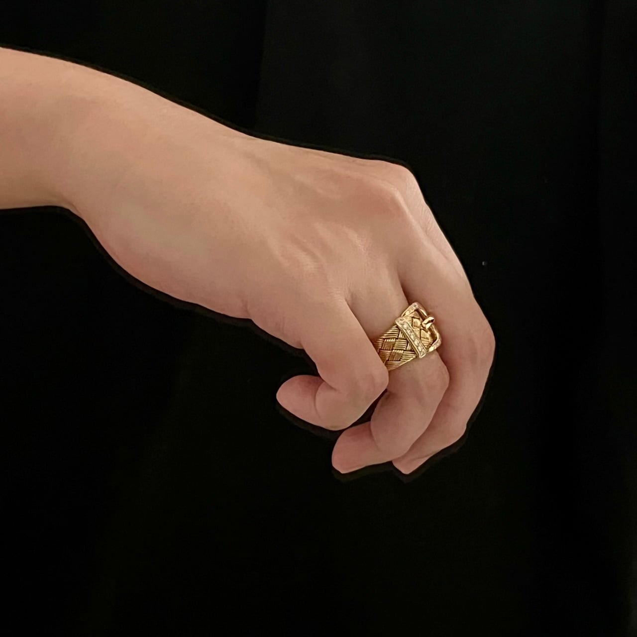 VINTAGE HERMES Diamond Belt Buckle Ring 18K Gold | ヴィンテージ