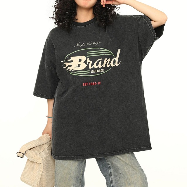 アメリカンレトロウォッシュロゴプリントTシャツ 2col   R00230