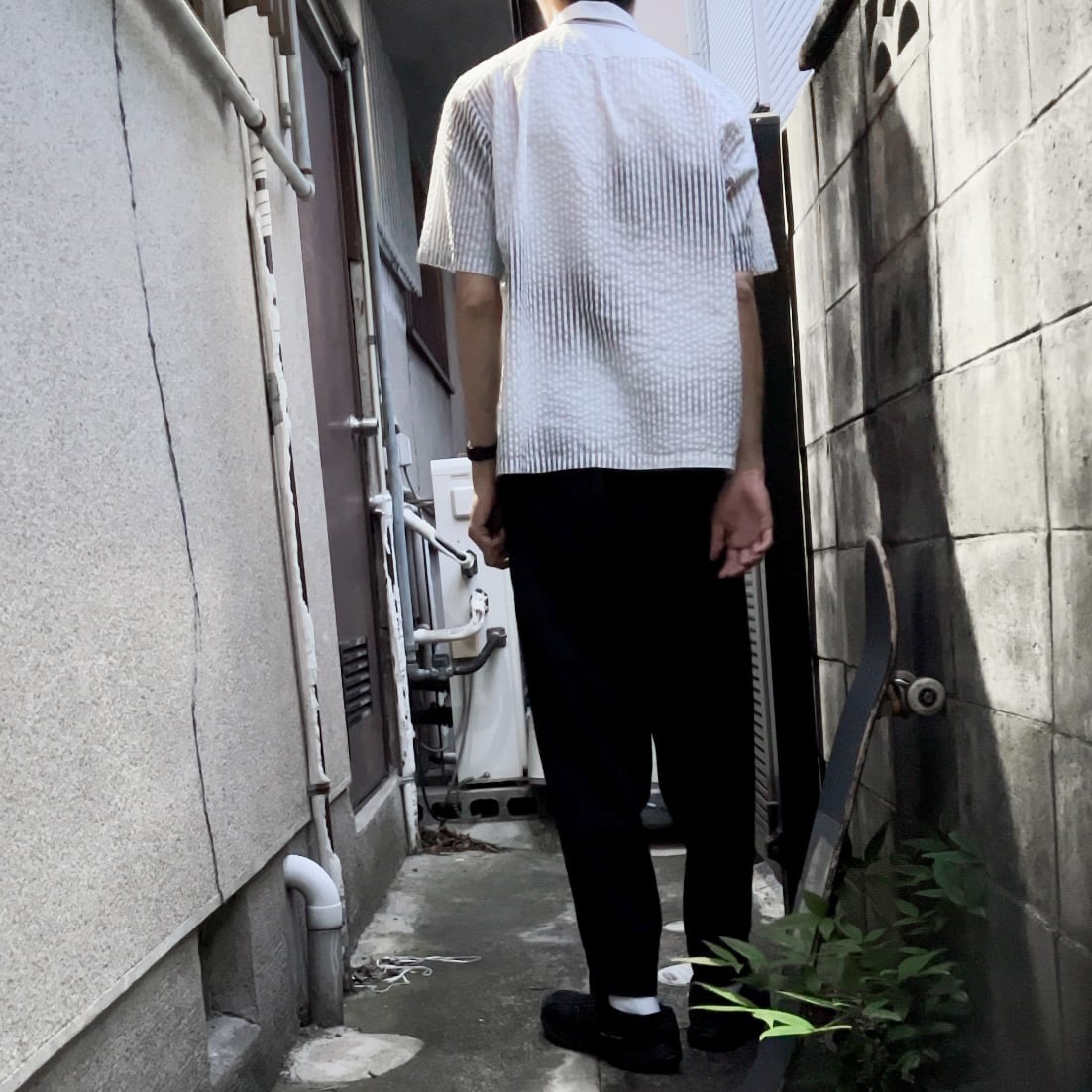 comme des garçons homme stripe open collar shirt 田中オム