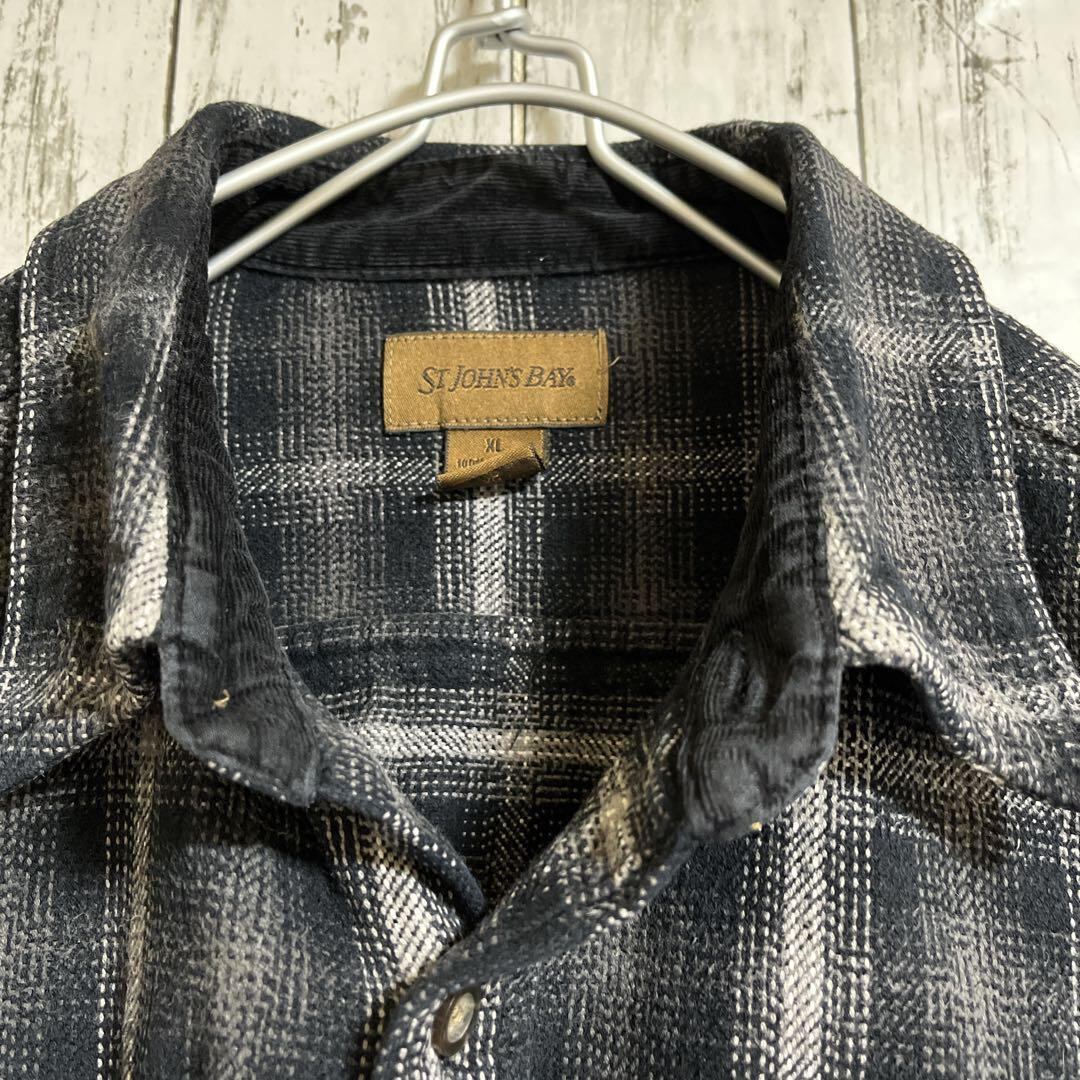 90's ST JOHN'S BAY Heavy Flannel Shirt Ombre Check セントジョンズ