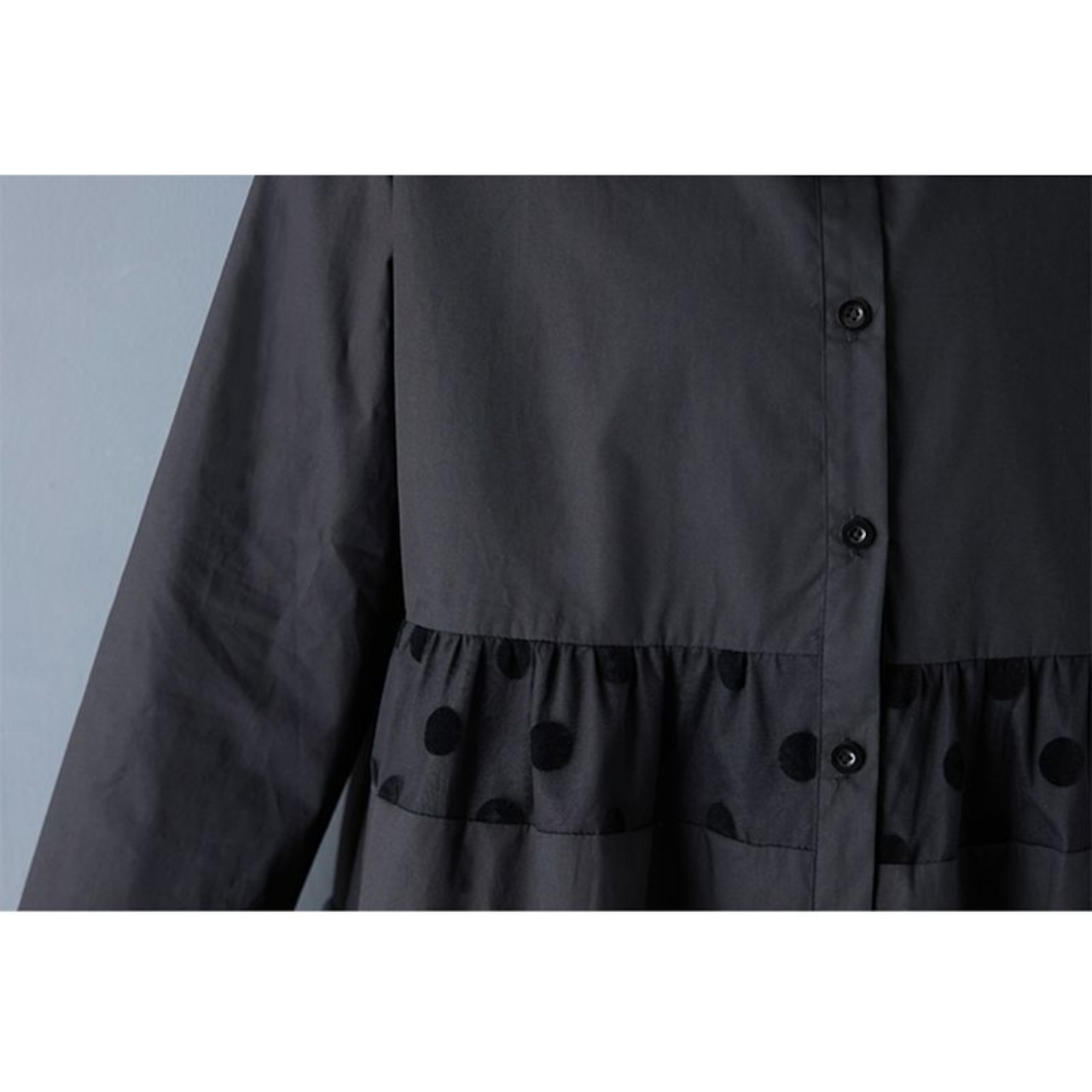 ドット柄 シースルー 切替ワンピース 00319