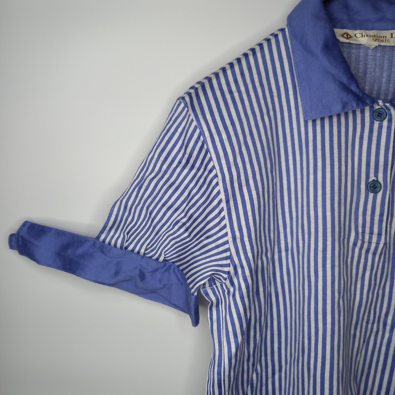 クリスチャンディオール　半袖ポロシャツ　刺繍ロゴ　ユーロ古着　ストライプ　S