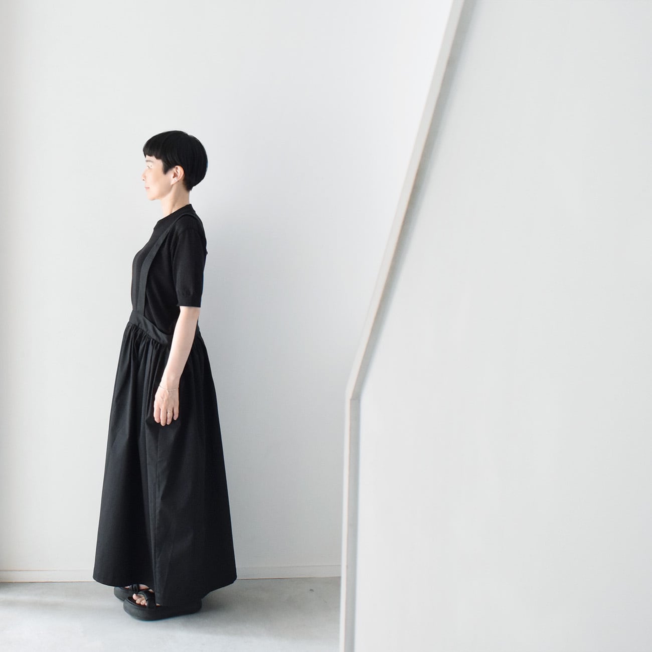 ギャザージャンパースカート：黒［SK03JSBK］ | skep-online shop