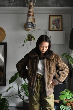 70‘s vintage “fake fur jkt“ “brown“