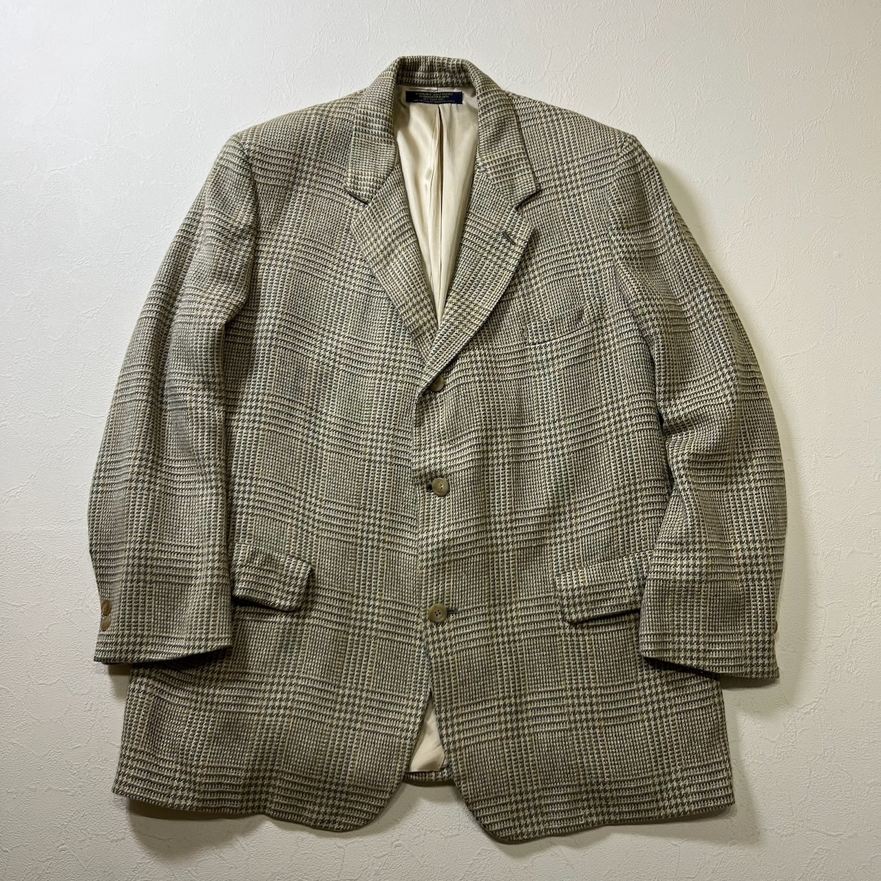 90s USA Brooks Brothers ツイード チェック テーラードジャケット ブルックスブラザーズ ライトグリーン 古着