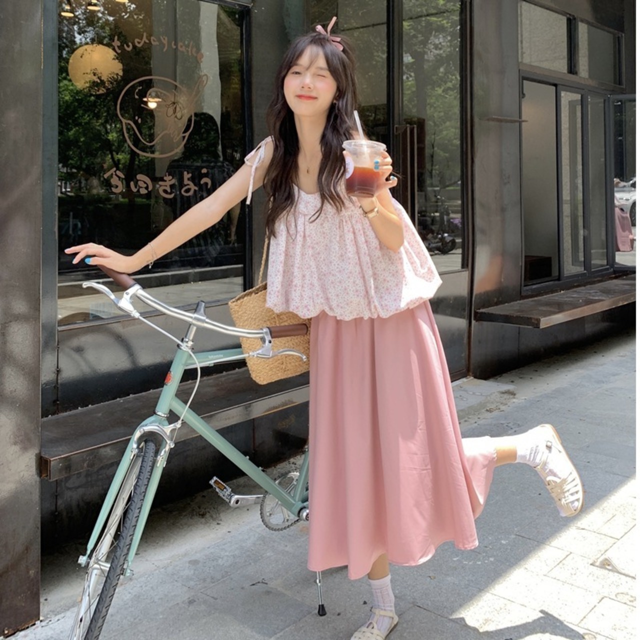 スタイルフローラルトップス スカート ピンク フェミニン 大人ガーリー 
