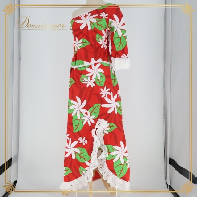 フラダンス 衣装 ツーピース セットアップ 上下セット タリーズポリネシア レッド系 TALI’S POLYNESIA ハワイ製 ワンショルダー スリット レース 七分袖 ティアレ柄 かわいい 華やか 鮮やか 赤 緑 白 ハワイアン アロハ ダンス レッスン フラダンス 衣装 ツーピース セットアップ 上下セット タリーズポリネシア レッド系 TALI’S POLYNESIA ハワイ製 ワンショルダー スリット レース 七分袖 ティアレ柄 かわいい 華やか 鮮やか 赤 緑 白 ハワイアン アロハ ダンス レッスン