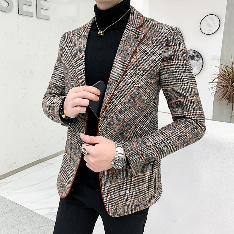 即納】ブリティッシュスタイル グレンチェックジャケット LB0138