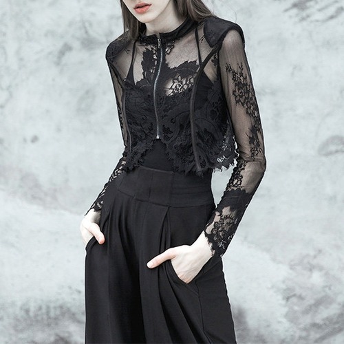 sheer lace cropped tops / l0835