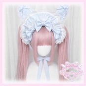 ♡【全9色】MAID うさみみフリルレースリボンハーフボンネット vivid pink ♡