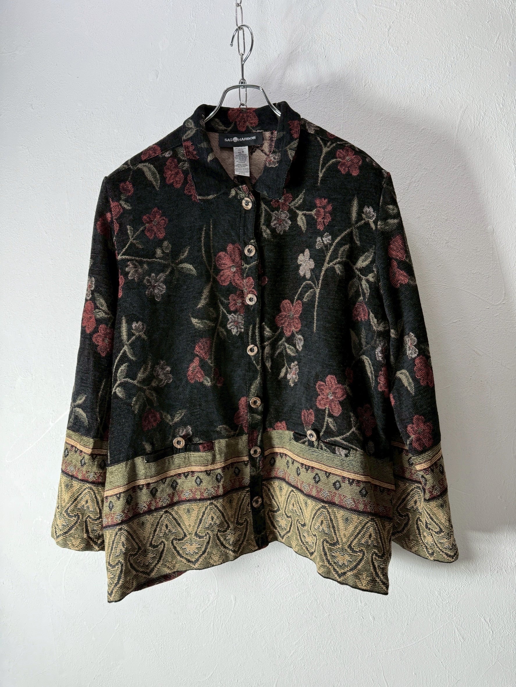 90~00’s Jacquard Floral art shirt jacket