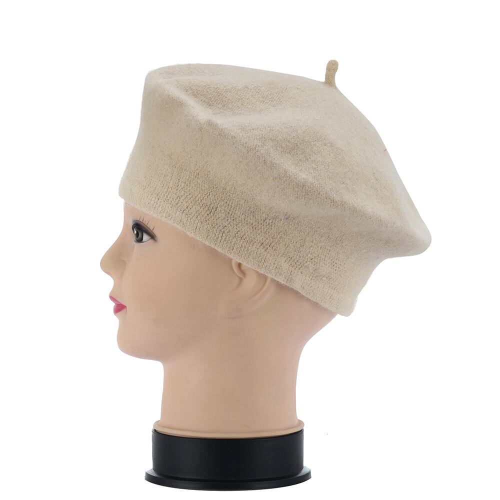 ベレー帽 帽子 ベーシック チョボ付き　ウール　オフホワイト