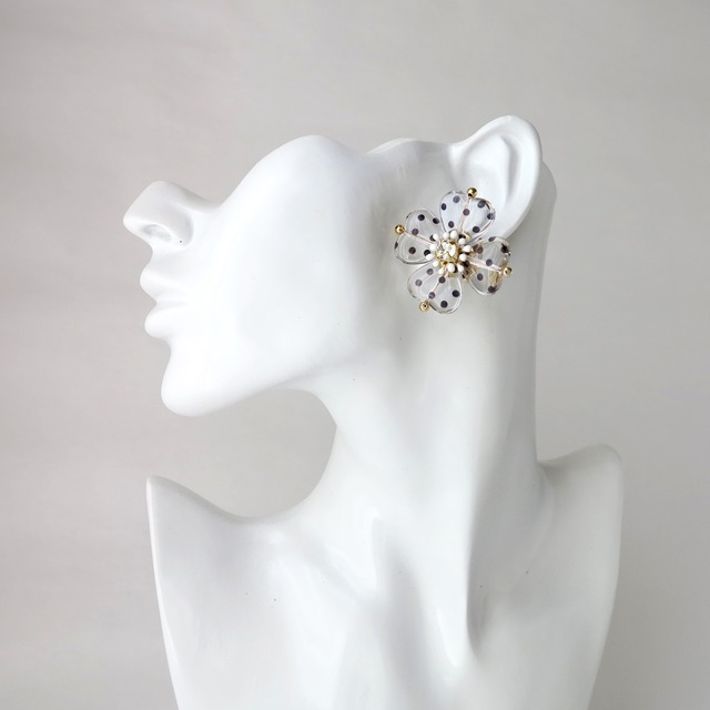 ドット　ビッグハートクローバー　ピアス/イヤリング