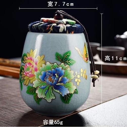 茶道具】蝶恋花茶筒 (緑) 1 個 | 五福茶荘