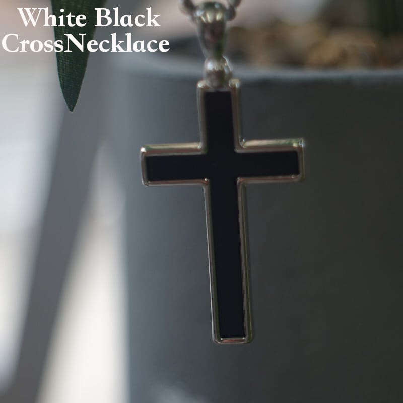 韓国　メンズ　十字架　ネックレス　ブラック　チェーン