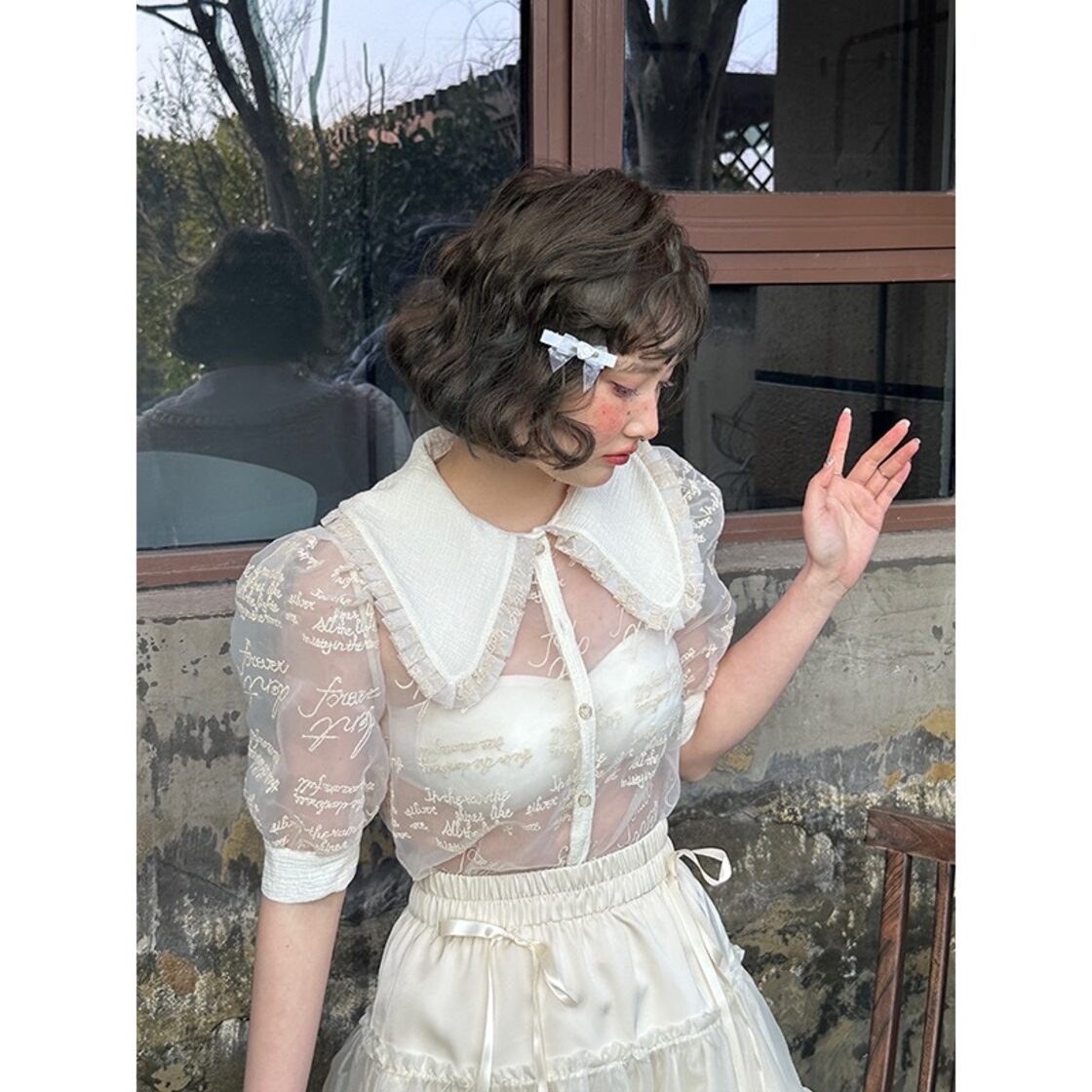 ブラウス シースルー ホワイト 白 セクシー シャツ トップス ガーリー 