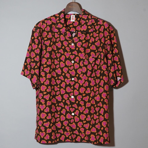 CC HEART LEOPARD ALOHA SHIRTS -BROWN-