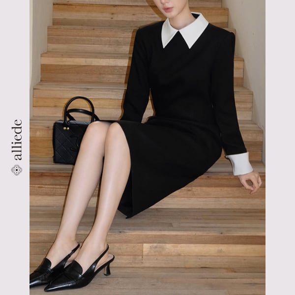 バイカラーカフスワンピース A3227