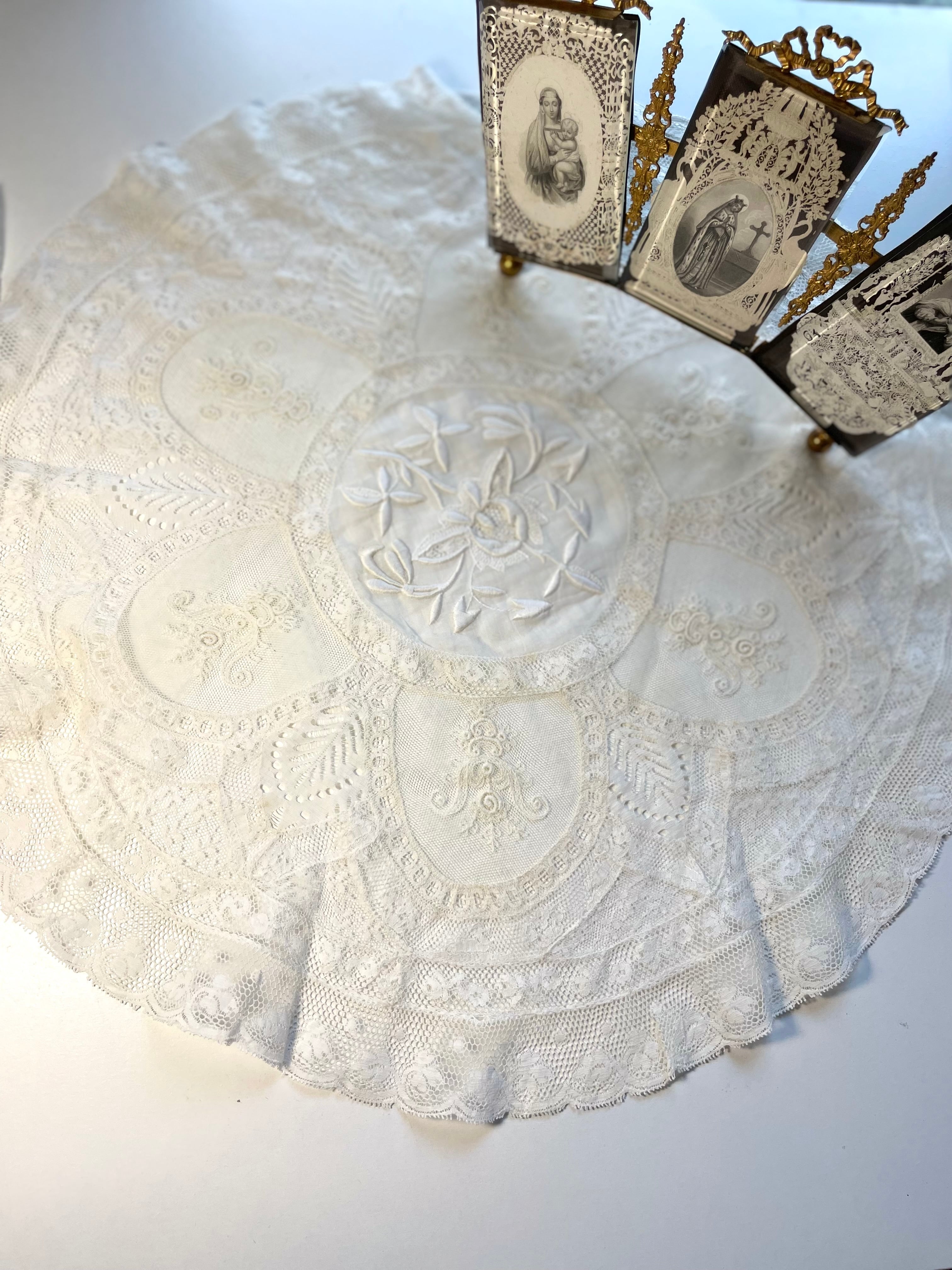 送料込み表示】ref 2205: アンティーク・ノルマンディーレース・白糸