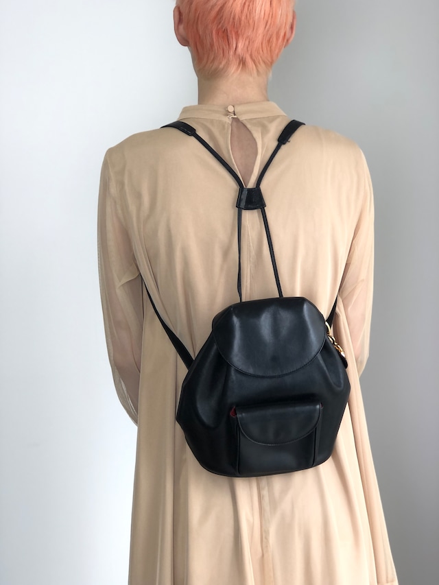 Christian Dior クリスチャン ディオール バックパック ブラック レザー ロゴチャーム vintage ヴィンテージ オールド i8y5w2