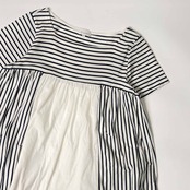 MACKINTOSH PHILOSOPHY マッキントッシュフィロソフィー ボーダー ストライプ ギャザー 半袖 Tシャツ カットソー 38/ホワイト×ブラック/レディース/三陽商会