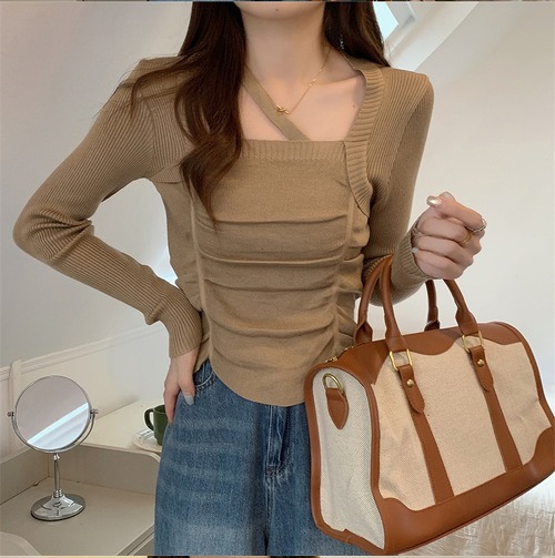 【大きいサイズL-4XL】【秋冬新作】ファッショントップス♪カーキ/ブラック2色展開◆#sermc-291717