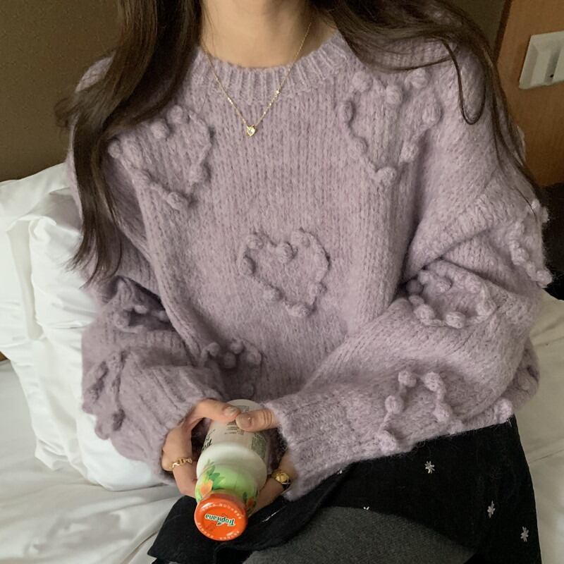 【送料無料】 モヘアニット ハート フラワー セーター 花柄 白 プルオーバー 韓国 レディース オルチャン ハート フラワートップス ニットソー もこもこ 長袖 ラウンドネック かわいい ルーズ ワンサイズ 大人可愛い きれいめ シンプル 大人 おしゃれ お洒落 大人可愛い 大人女子 こなれ感 キュート 主役級 存在感 抜け感 無地 秋 冬 10代 20代 30代 40代 50代 デート 女子会 お泊まり 休日 旅行 着回し 普段使い 重ね着 コーデ スタイル モテ