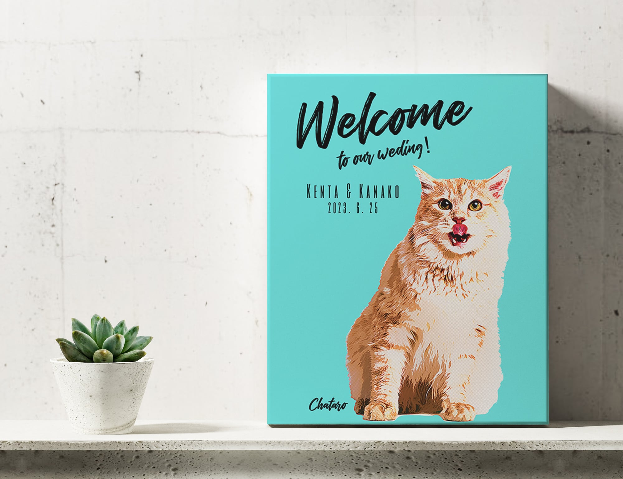 ※しも様※　おまとめ２点　ネコちゃん　ストーンアートとウェルカムボード ペットのお写真で作る ポップアート風 ウェルカムボード│犬