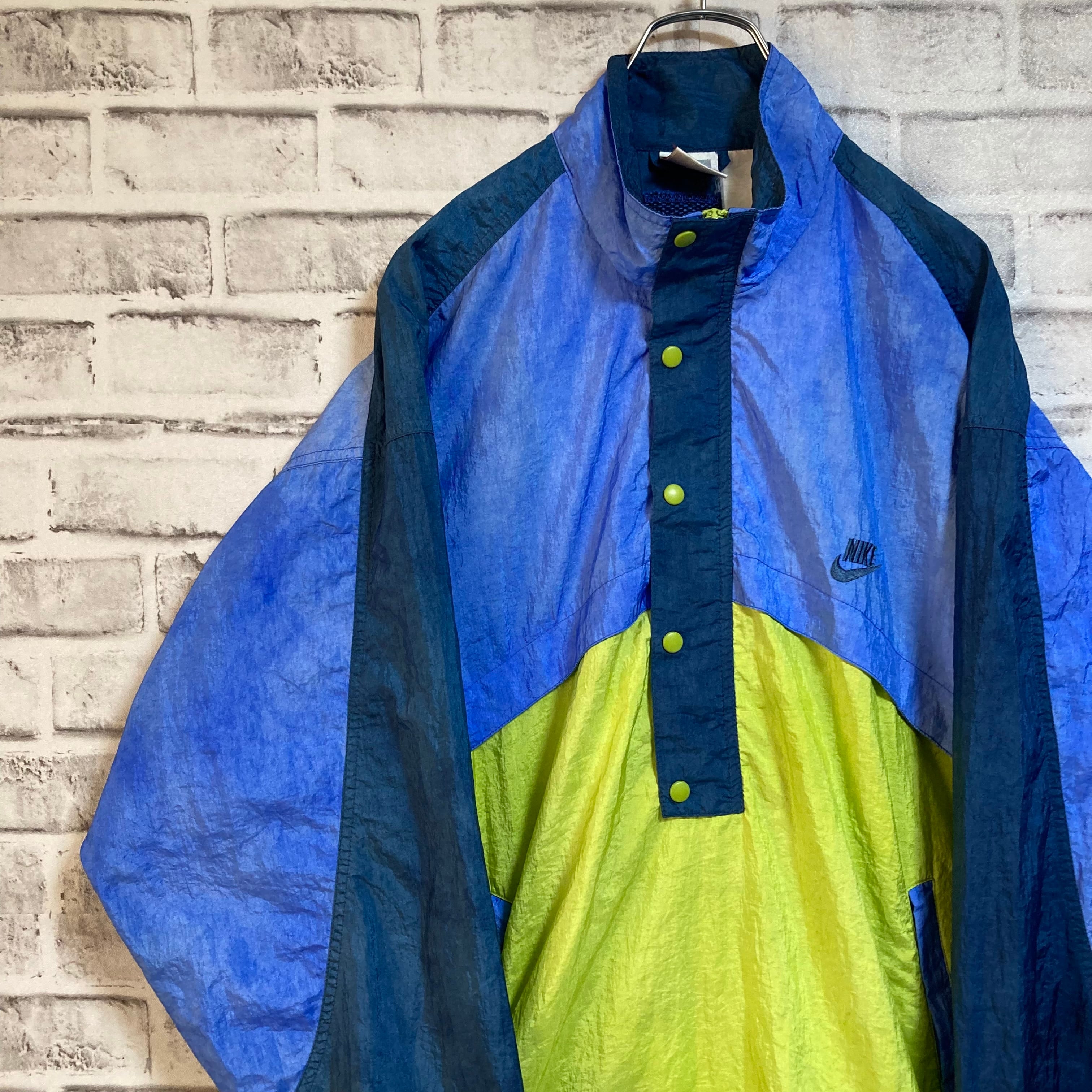 NIKE】90s Halfzip Nylon Jacket L相当 USA規格 ナイキ 銀タグ 切替 ...