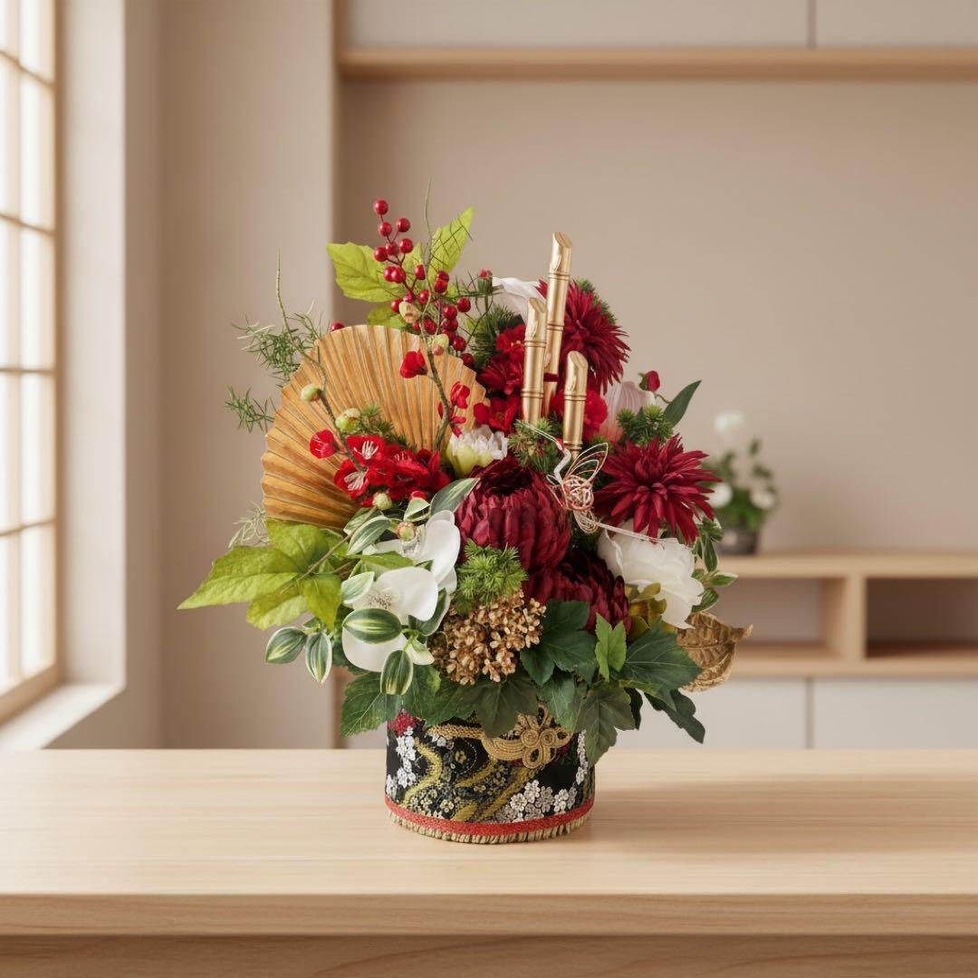 特大門松 深紅の雅 正月アレンジメント Lサイズ 店舗用門松 商業用門松