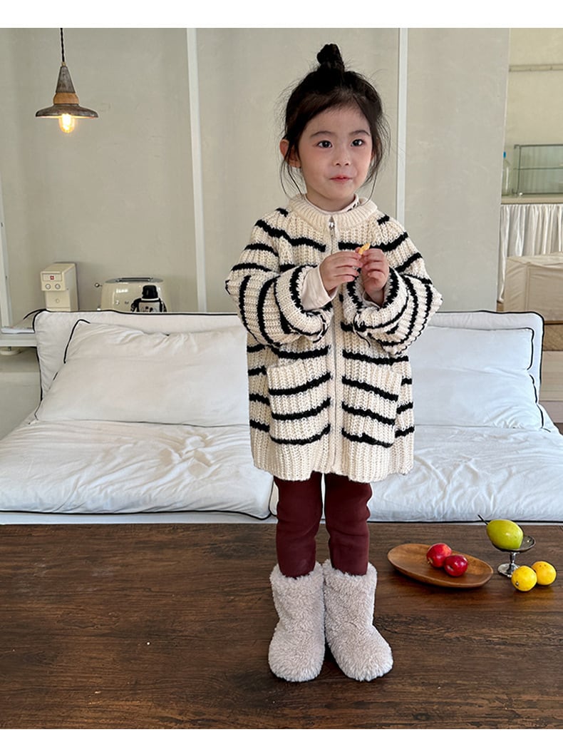 100,110cm　2colorボーダージッパーセーター