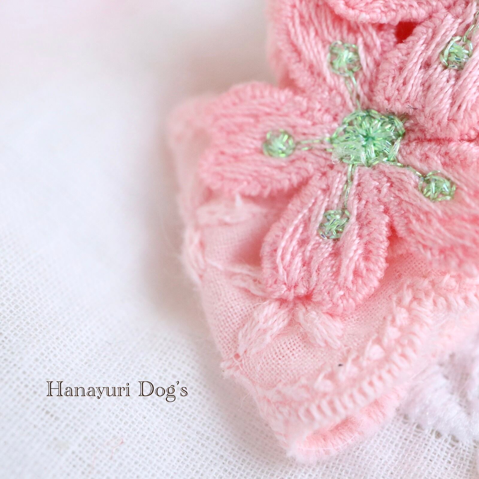 桜づくし 桜 さくら 春 お花見 花 刺繍 犬バレッタ キッズ・子供リボン