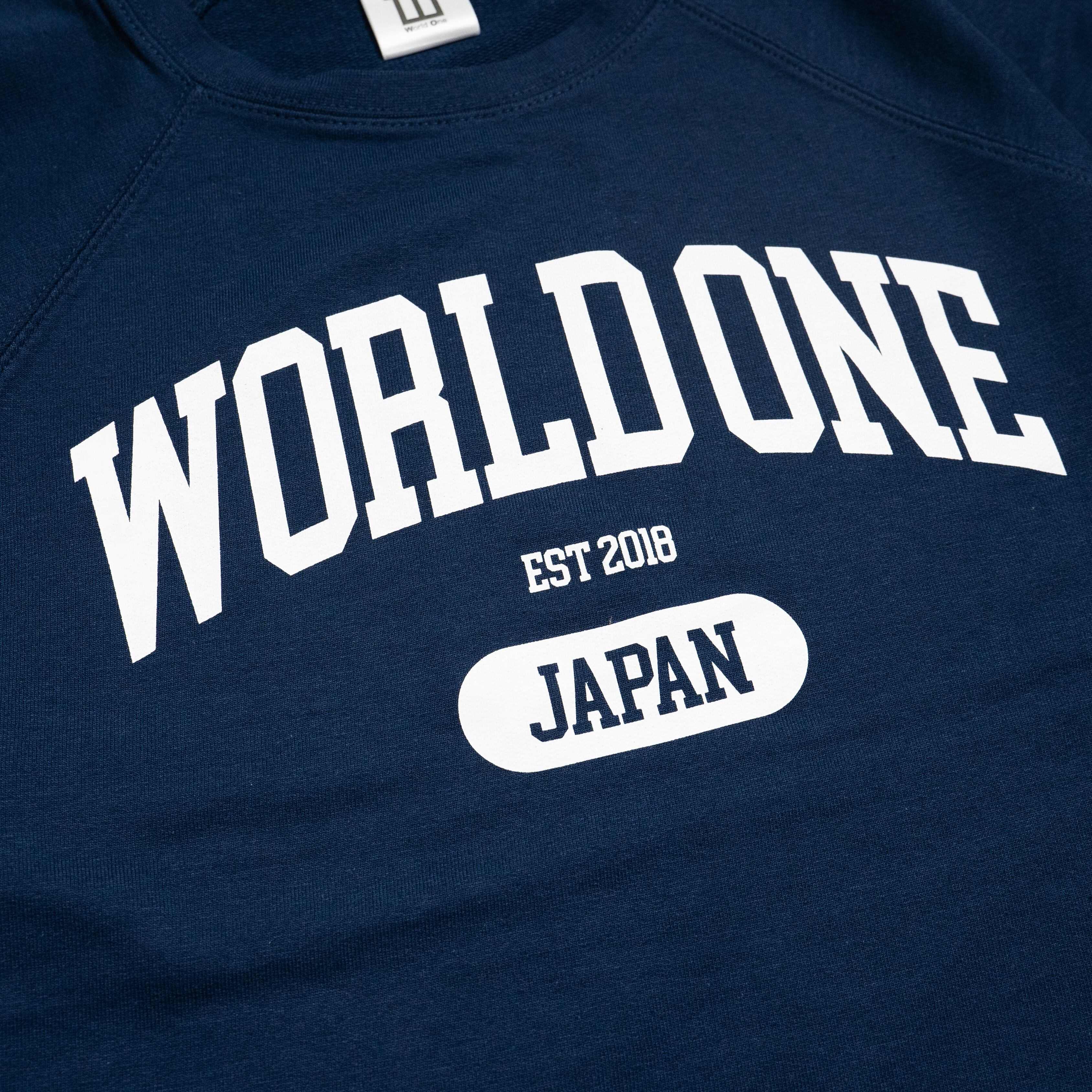 BIG COLLEGE LOGO TERRY CREW SWEAT SHIRTS (NAVY) | World One Japan