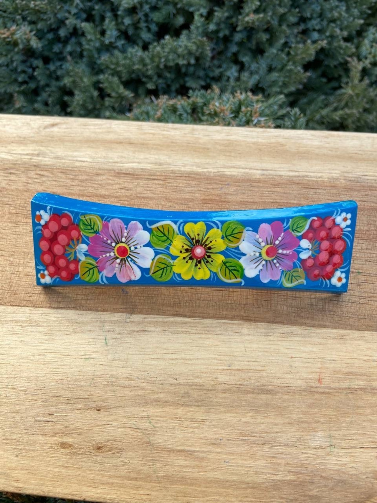 ペトリキフカの木製バレッタ（ホメンコ作） - 2