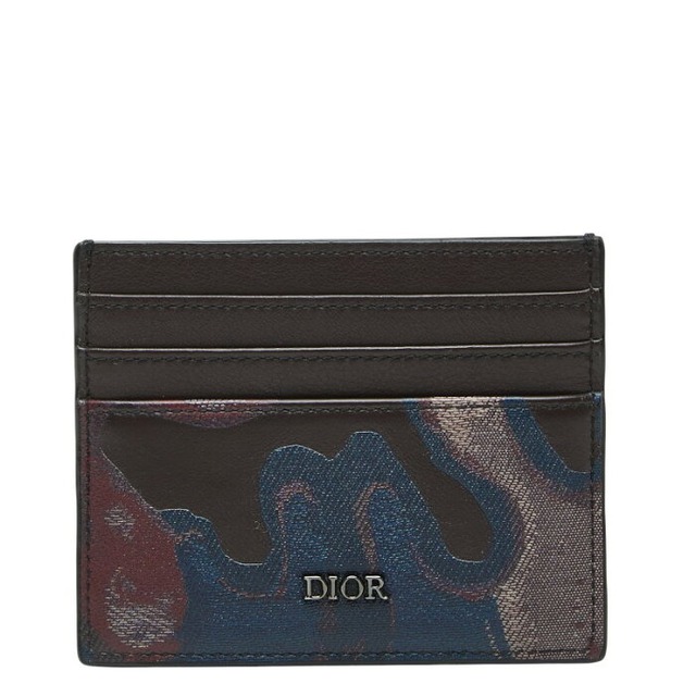 ディオール ×ピータードイグ ロゴ カードケース 12-BO-0251 ブラウン レザー レディース Dior 【中古】